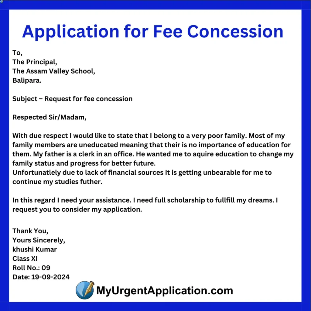 Application for Fee Concession 2024